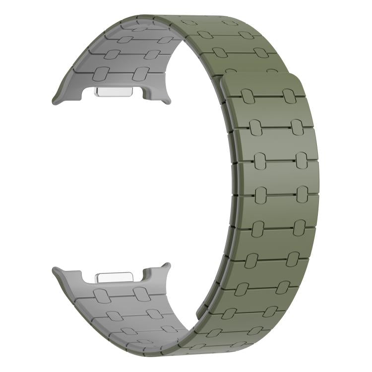 For Samsung Galaxy Watch8 / Watch8 Classic Integrated Magnetic Silicone Watch Band(Green+Gray)