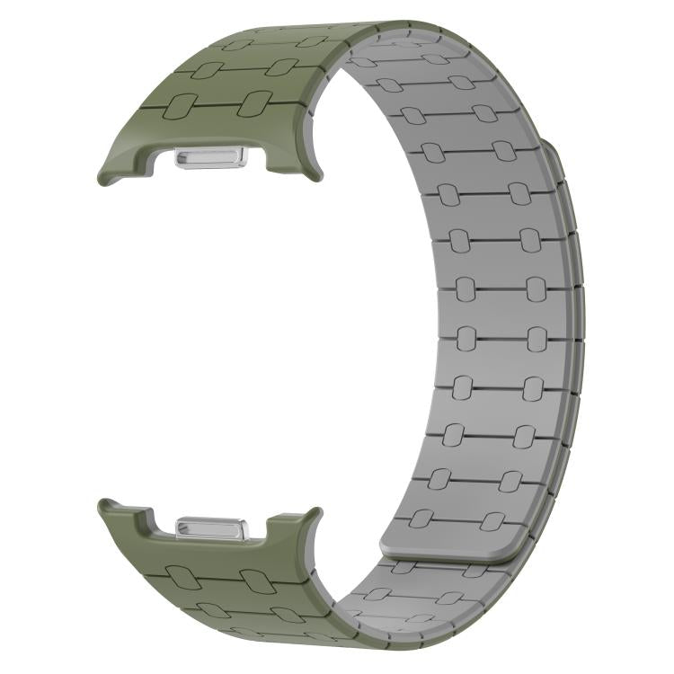 For Samsung Galaxy Watch8 / Watch8 Classic Integrated Magnetic Silicone Watch Band(Green+Gray)
