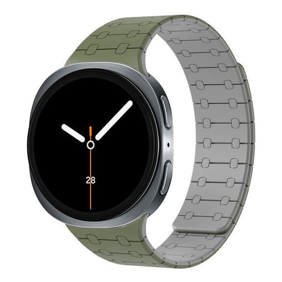 For Samsung Galaxy Watch8 / Watch8 Classic Integrated Magnetic Silicone Watch Band(Green+Gray)