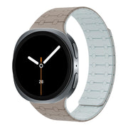 For Samsung Galaxy Watch8 / Watch8 Classic Integrated Magnetic Silicone Watch Band(Khaki+Light Cyan)