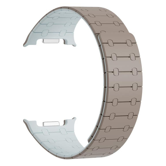 For Samsung Galaxy Watch8 / Watch8 Classic Integrated Magnetic Silicone Watch Band(Khaki+Light Cyan)