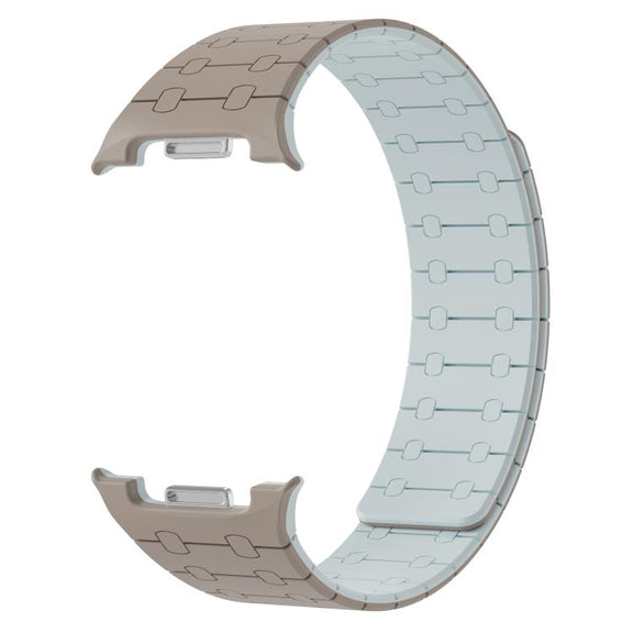 For Samsung Galaxy Watch8 / Watch8 Classic Integrated Magnetic Silicone Watch Band(Khaki+Light Cyan)