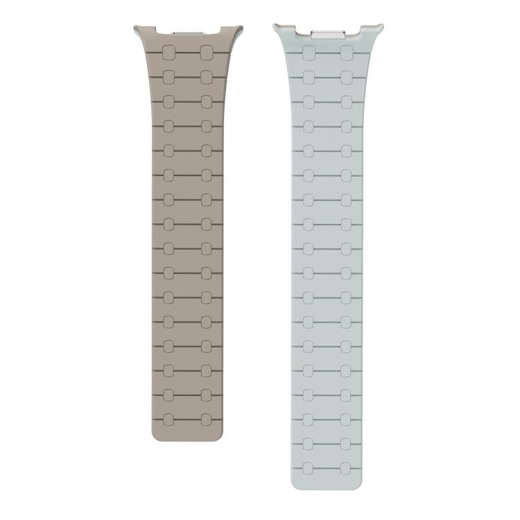 For Samsung Galaxy Watch8 / Watch8 Classic Integrated Magnetic Silicone Watch Band(Khaki+Light Cyan)
