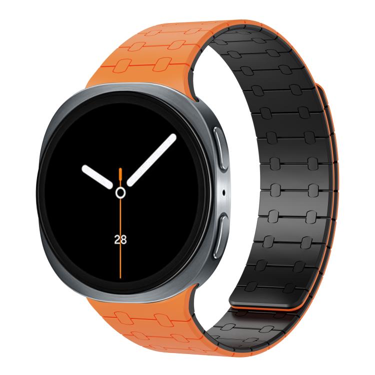 For Samsung Galaxy Watch8 / Watch8 Classic Integrated Magnetic Silicone Watch Band(Orange+Black) - free shipping - PMC TechLife - Order now!