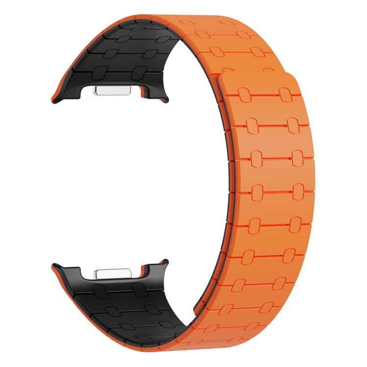 For Samsung Galaxy Watch8 / Watch8 Classic Integrated Magnetic Silicone Watch Band(Orange+Black)