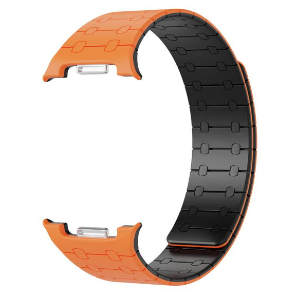 For Samsung Galaxy Watch8 / Watch8 Classic Integrated Magnetic Silicone Watch Band(Orange+Black)