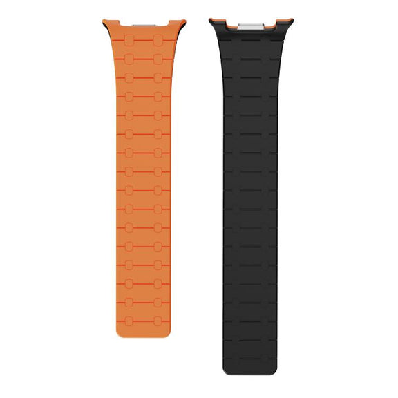 For Samsung Galaxy Watch8 / Watch8 Classic Integrated Magnetic Silicone Watch Band(Orange+Black)