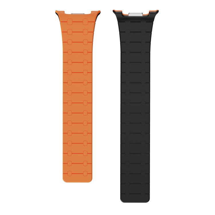 For Samsung Galaxy Watch8 / Watch8 Classic Integrated Magnetic Silicone Watch Band(Orange+Black)