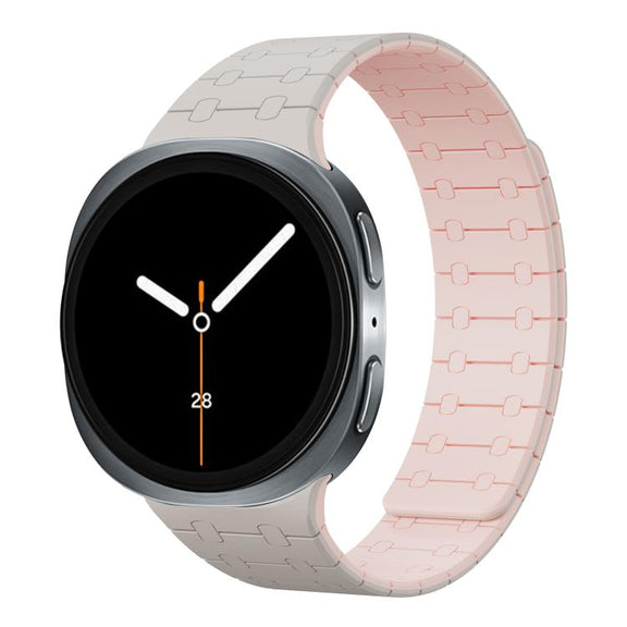For Samsung Galaxy Watch8 / Watch8 Classic Integrated Magnetic Silicone Watch Band(Starlight+Pink)