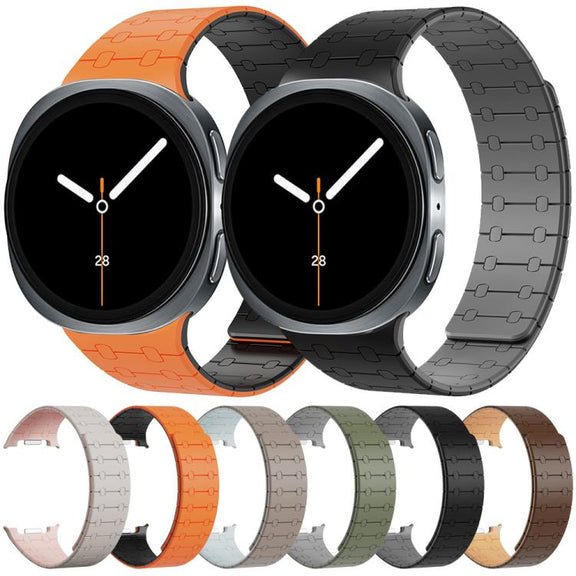 For Samsung Galaxy Watch8 / Watch8 Classic Integrated Magnetic Silicone Watch Band(Orange+Black)