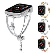 For Apple Watch 42mm / 41mm / 40mm / 38mm Copper-Inlaid Bear Zircon Bracelet Watch Band(Rose Gold)