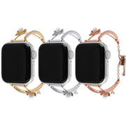 For Apple Watch 46mm / 49mm / 45mm / 44mm Copper-Inlaid Bear Zircon Bracelet Watch Band(Siver)