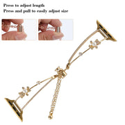 For Apple Watch 46mm / 49mm / 45mm / 44mm Copper-Inlaid Bear Zircon Bracelet Watch Band(Gold)