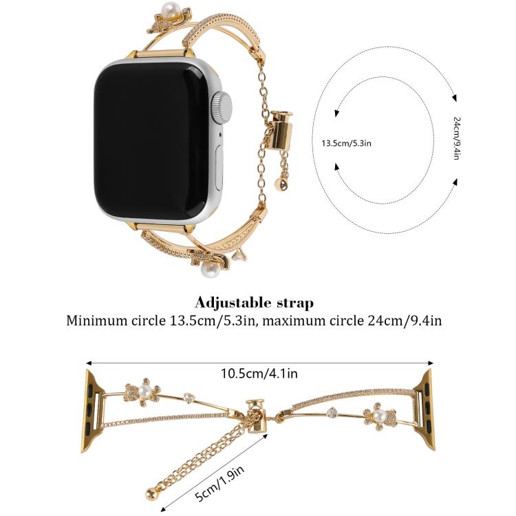 For Apple Watch 46mm / 49mm / 45mm / 44mm Copper-Inlaid Bear Zircon Bracelet Watch Band(Rose Gold) - free shipping - PMC TechLife - Order now!