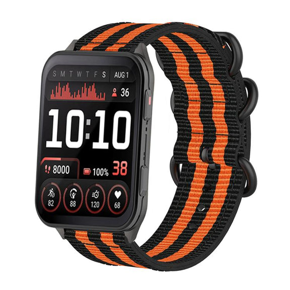 For Garmin Venu X1 Ring Buckle Nylon Canvas Watch Band(Black Orange)