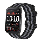 For Garmin Venu X1 Ring Buckle Nylon Canvas Watch Band(Black Gray)