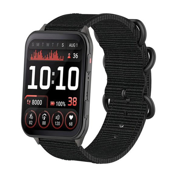 For Garmin Venu X1 Ring Buckle Nylon Canvas Watch Band(Black)