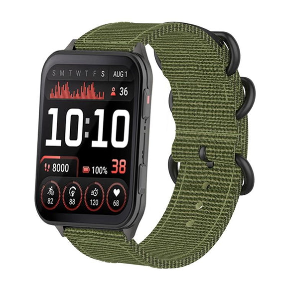 For Garmin Venu X1 Ring Buckle Nylon Canvas Watch Band(Army Green)