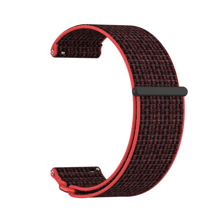 For Garmin Venu X1 Two Section Metal Ring Nylon Hook and Loop Fastener Watch Band(Red Black)