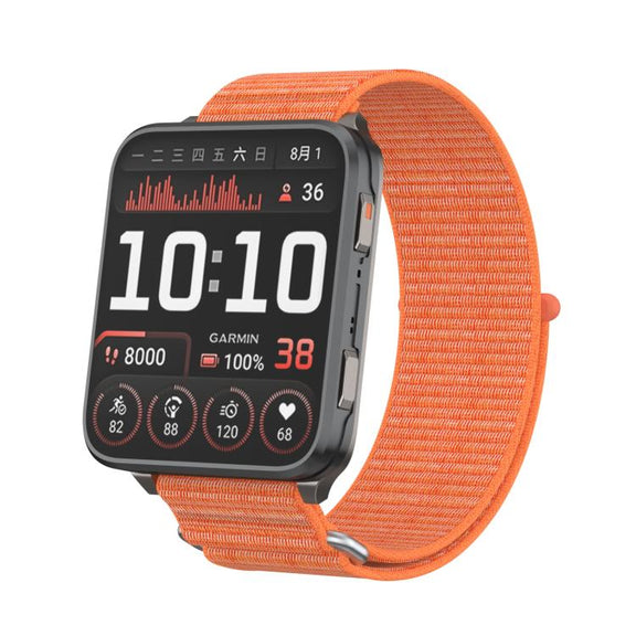 For Garmin Venu X1 Two Section Metal Ring Nylon Hook and Loop Fastener Watch Band(Bright Orange)