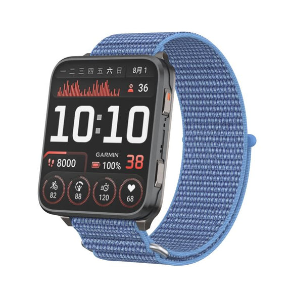 For Garmin Venu X1 Two Section Metal Ring Nylon Hook and Loop Fastener Watch Band(Cape Blue)