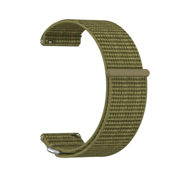 For Garmin Venu X1 Two Section Metal Ring Nylon Hook and Loop Fastener Watch Band(Olive)