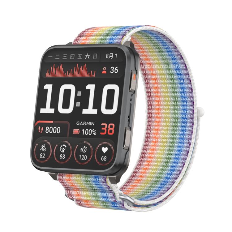 For Garmin Venu X1 Two Section Metal Ring Nylon Hook and Loop Fastener Watch Band(Colorful) - free shipping - PMC TechLife - Order now!