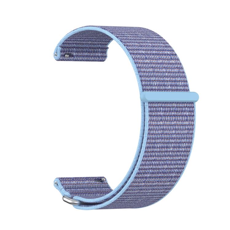 For Garmin Venu X1 Two Section Metal Ring Nylon Hook and Loop Fastener Watch Band(Azure Blue)