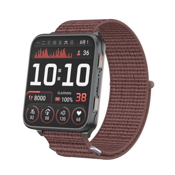 For Garmin Venu X1 Two Section Metal Ring Nylon Hook and Loop Fastener Watch Band(Smokey Purple)