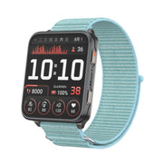 For Garmin Venu X1 Two Section Metal Ring Nylon Hook and Loop Fastener Watch Band(Chrysanthemum Blue)