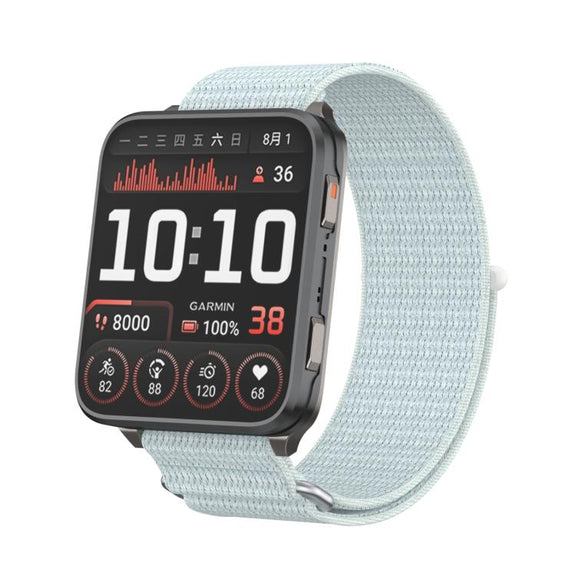 For Garmin Venu X1 Two Section Metal Ring Nylon Hook and Loop Fastener Watch Band(Light Green)