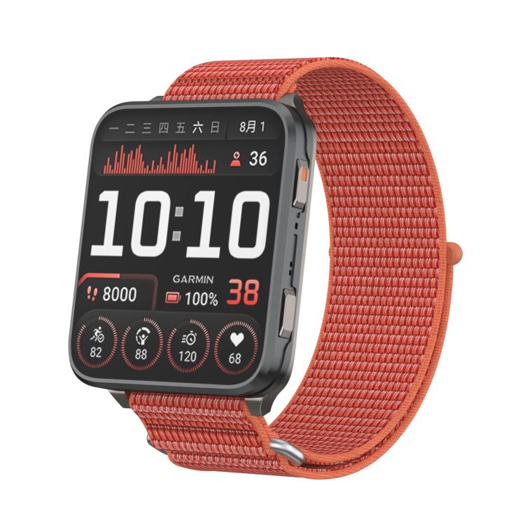 For Garmin Venu X1 Two Section Metal Ring Nylon Hook and Loop Fastener Watch Band(Rose Red) - free shipping - PMC TechLife - Order now!