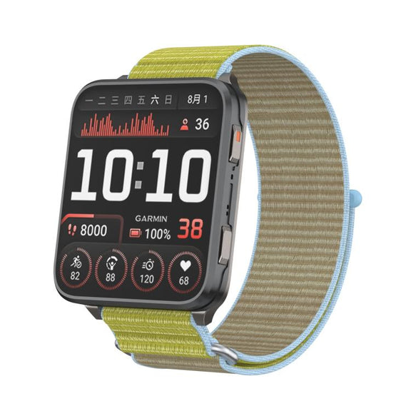 For Garmin Venu X1 Two Section Metal Ring Nylon Hook and Loop Fastener Watch Band(Camel)