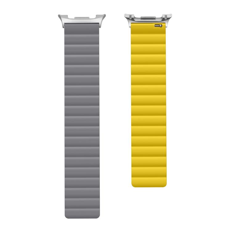 For Samsung Galaxy Watch8 / Watch8 Classic Magnetic Silicone Watch Band(Gray+Yellow)