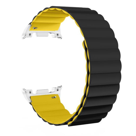 For Samsung Galaxy Watch8 / Watch8 Classic Magnetic Silicone Watch Band(Black+Yellow)