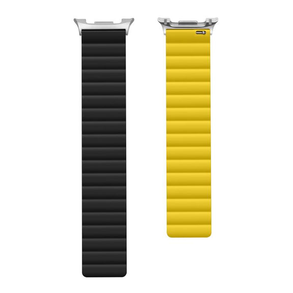 For Samsung Galaxy Watch8 / Watch8 Classic Magnetic Silicone Watch Band(Black+Yellow)