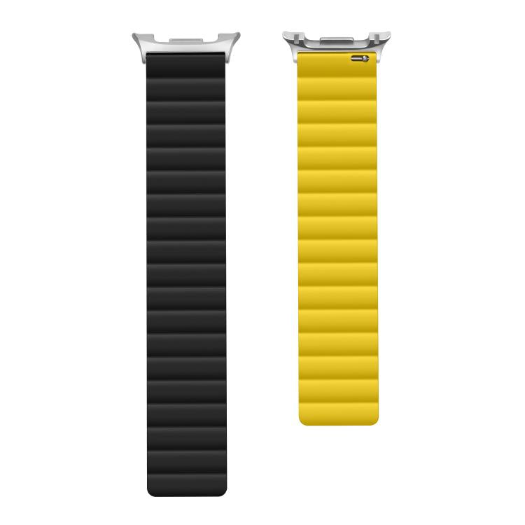 For Samsung Galaxy Watch8 / Watch8 Classic Magnetic Silicone Watch Band(Black+Yellow)