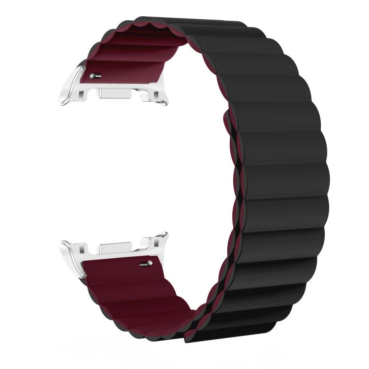 For Samsung Galaxy Watch8 / Watch8 Classic Magnetic Silicone Watch Band(Black+Wine Red)