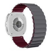 For Samsung Galaxy Watch8 / Watch8 Classic Magnetic Silicone Watch Band(Gray+Wine Red)