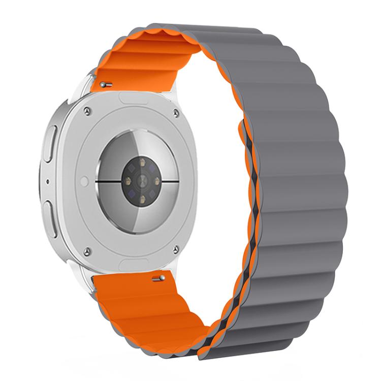 For Samsung Galaxy Watch8 / Watch8 Classic Magnetic Silicone Watch Band(Gray+Orange) - free shipping - PMC TechLife - Order now!