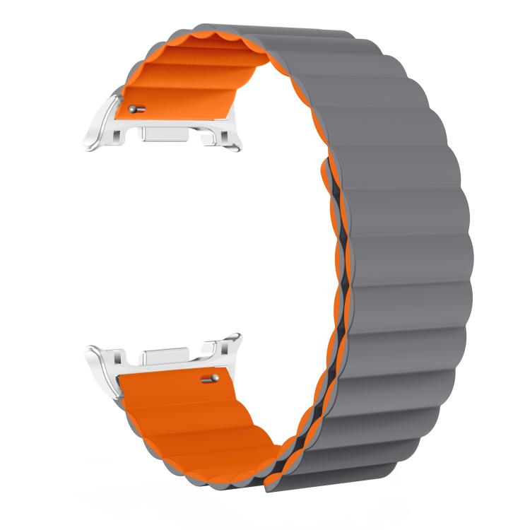 For Samsung Galaxy Watch8 / Watch8 Classic Magnetic Silicone Watch Band(Gray+Orange)