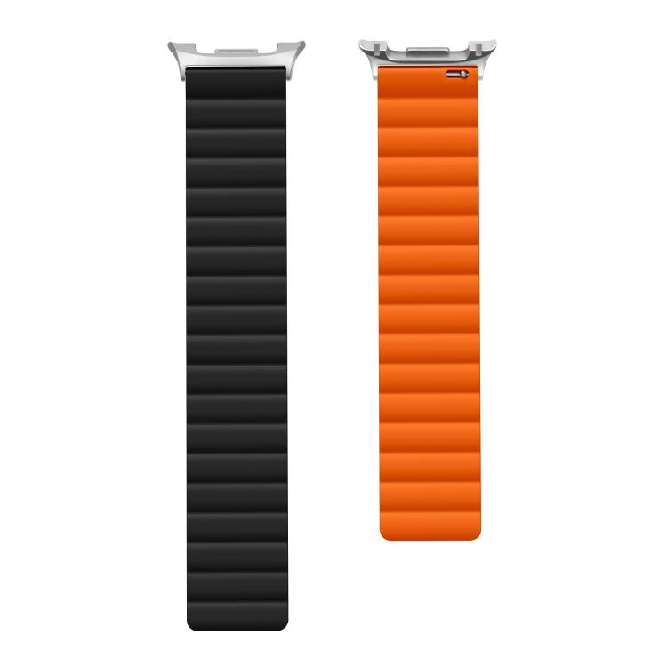 For Samsung Galaxy Watch8 / Watch8 Classic Magnetic Silicone Watch Band(Black+Orange)