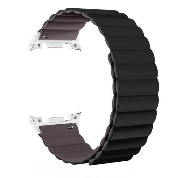 For Samsung Galaxy Watch8 / Watch8 Classic Magnetic Silicone Watch Band(Dark Gray+Coffee)