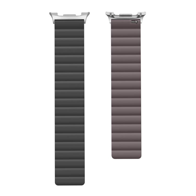 For Samsung Galaxy Watch8 / Watch8 Classic Magnetic Silicone Watch Band(Dark Gray+Coffee)