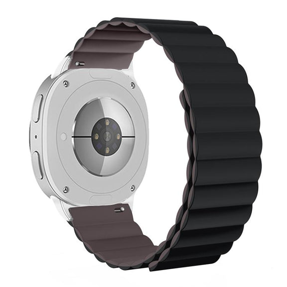 For Samsung Galaxy Watch8 / Watch8 Classic Magnetic Silicone Watch Band(Dark Gray+Coffee)