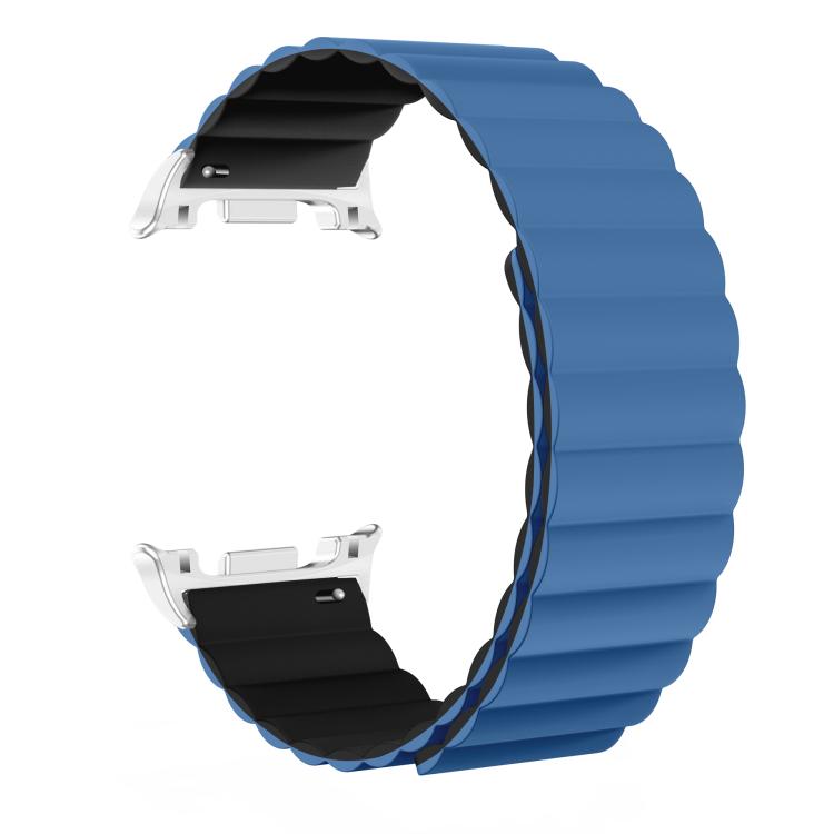 For Samsung Galaxy Watch8 / Watch8 Classic Magnetic Silicone Watch Band(Blue+Black)