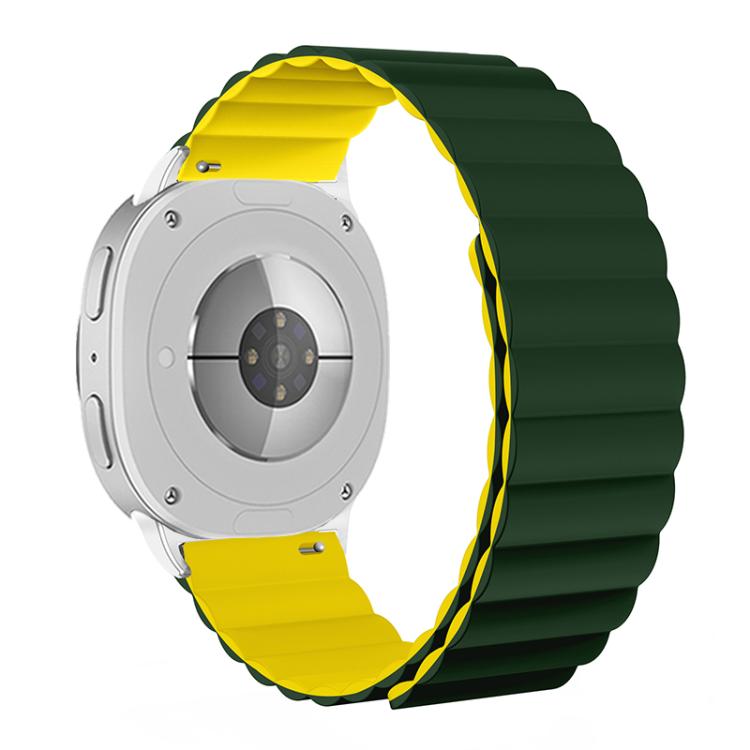 For Samsung Galaxy Watch8 / Watch8 Classic Magnetic Silicone Watch Band(Dark Green+Yellow) - free shipping - PMC TechLife - Order now!