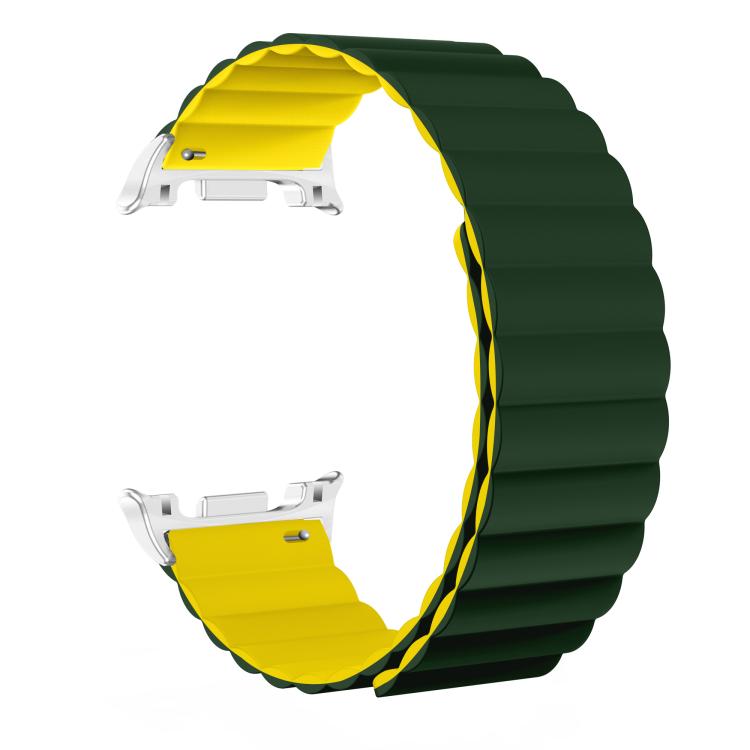For Samsung Galaxy Watch8 / Watch8 Classic Magnetic Silicone Watch Band(Dark Green+Yellow) - free shipping - PMC TechLife - Order now!
