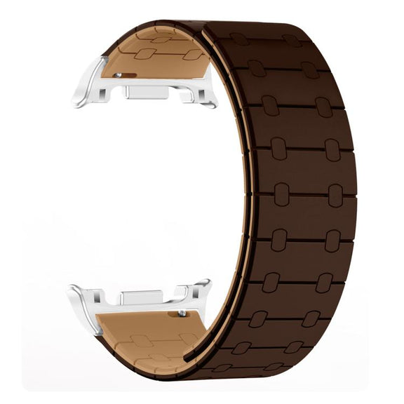 For Samsung Galaxy Watch8 / Watch8 Classic Two Color Loop Magnetic Silicone Watch Band(Dark Brown+Light Brown)