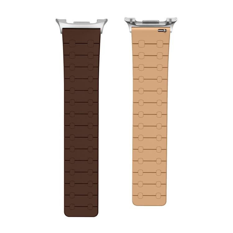 For Samsung Galaxy Watch8 / Watch8 Classic Two Color Loop Magnetic Silicone Watch Band(Dark Brown+Light Brown)